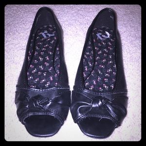 Black peep toes with small wedge