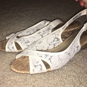 White peep toe wedges!