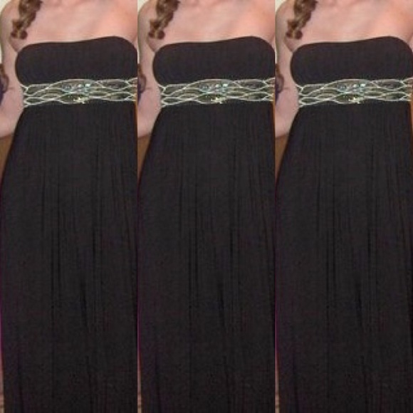 Floor length dress formal dress w/ silver beading - Picture 2 of 2