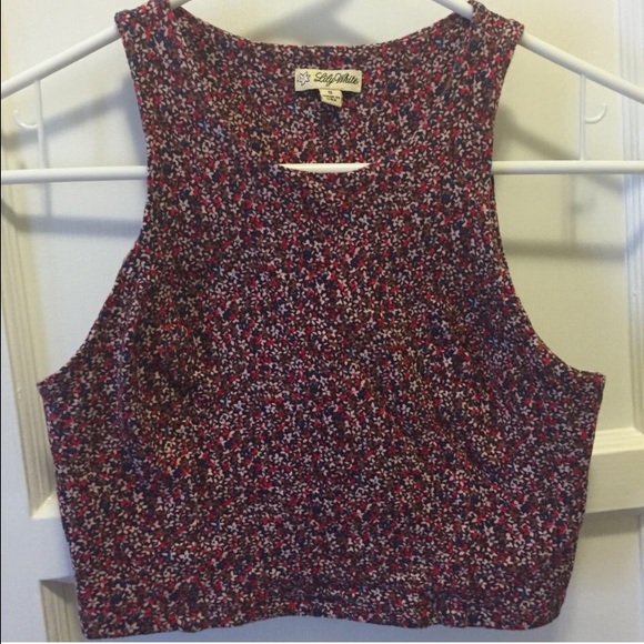 Lily White red floral tank crop top