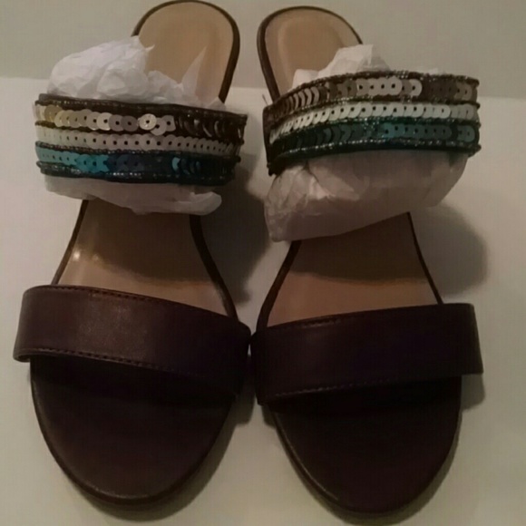 Purple Wedge Slides with Rows of Sequins - Cute!!
