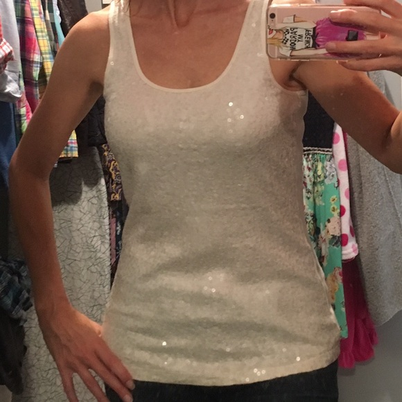 Express ivory sequin tank top. Size small
