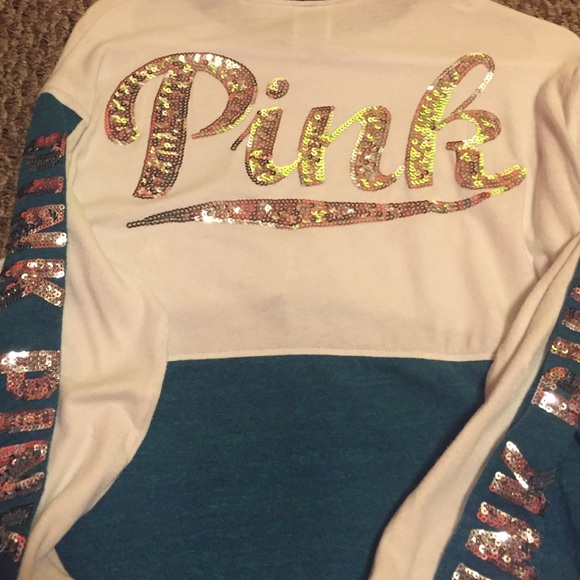 PINK sparkly varsity tee ☺️