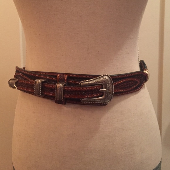 Vintage Western woven leather belt
