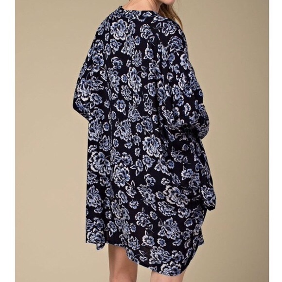 LACE UP DRESS Floral Printed Bohemian Swing Tunic - Picture 4 of 4