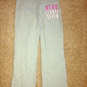 Gray Aeropostale Sweatpants W/ Pink Lettering