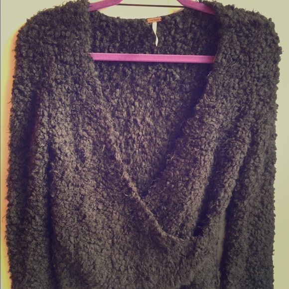 Free People Teddy Wrap Around Bell Sleeve Sweater