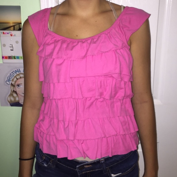Ruffled pink Hollister shirt
