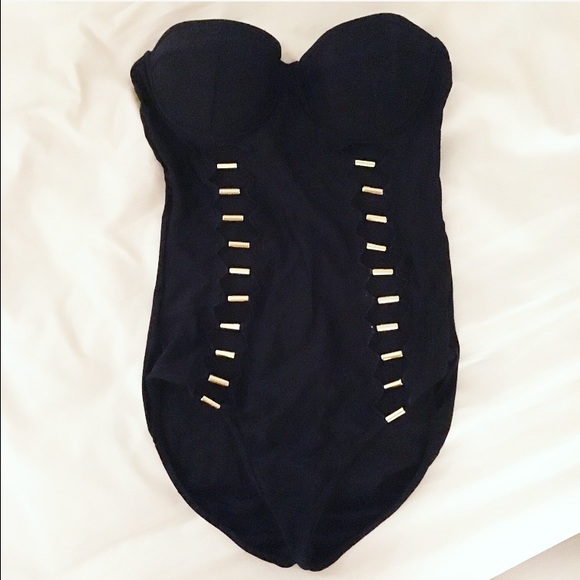 Nastygal strapless one piece swimsuit