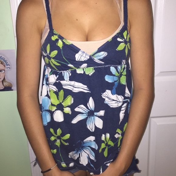 Dark blue floral tank top