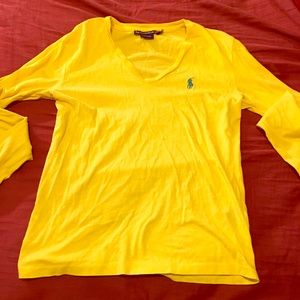 yellow polo long sleeve shirt