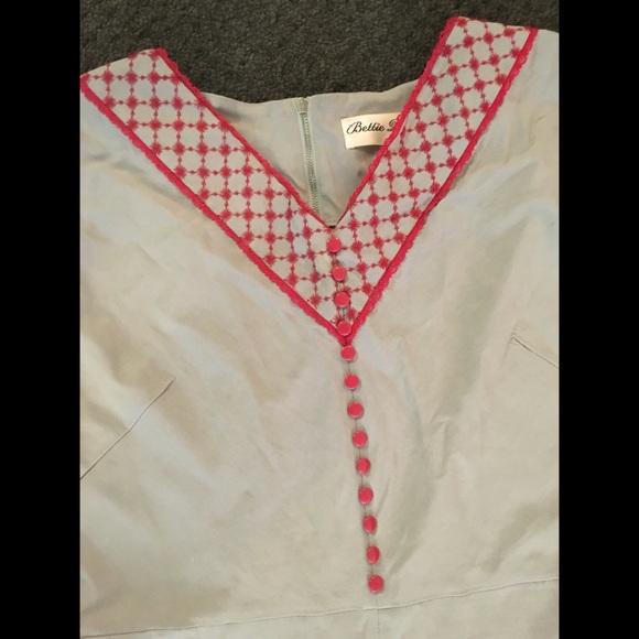 Grey A-Line Dress/Red Stitching by Bettie Page - Picture 2 of 4