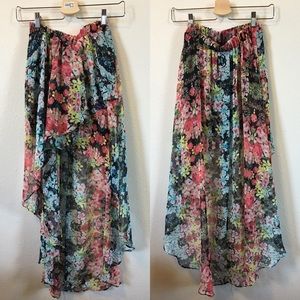 Hi-low floral skirt