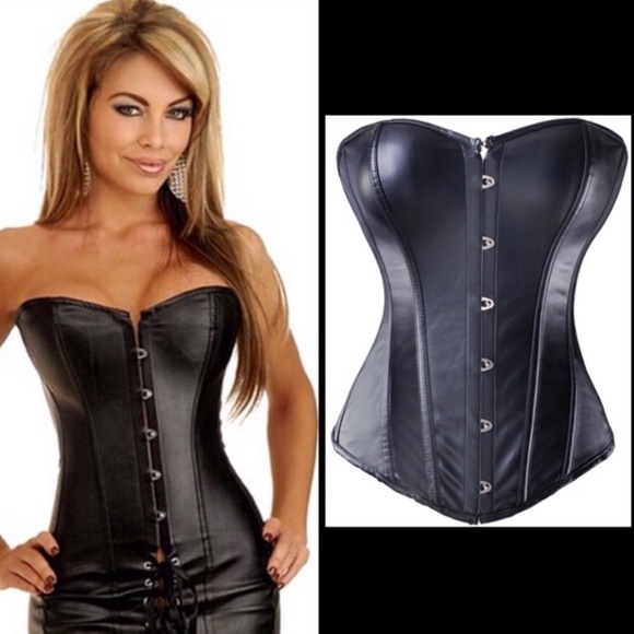 Sexy Faux Leather (Pleather) Corset Top NEW W/Tags - Picture 3 of 7