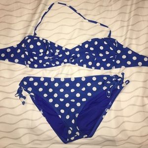 Blue poka dot bikini