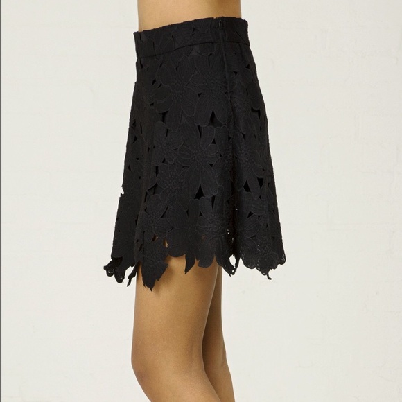 Black Giant Flower Lace A-Line Mini Skirt / ANGL - Picture 2 of 4
