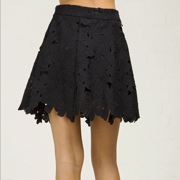 Black Giant Flower Lace A-Line Mini Skirt / ANGL - Picture 3 of 4