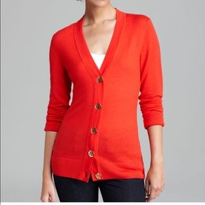 Tory Burch V Neck Cardigan w Gold Buttons
