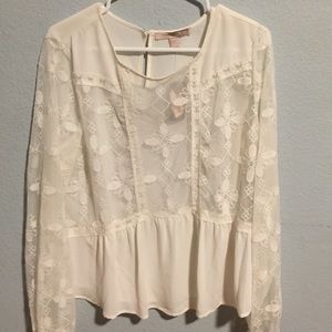 Cream lace long sleeve