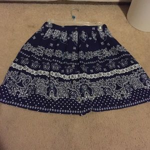 Blue and white patterned skirt