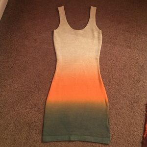 Navy, orange & tan ombré dress