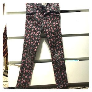 Flower printed jeans.