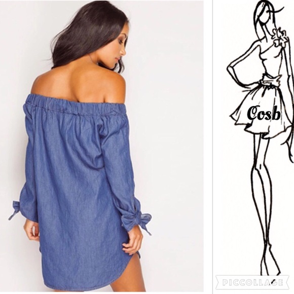 Denim Off the Shoulders Dress/Top - Picture 2 of 4