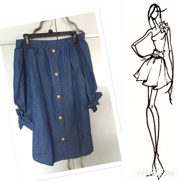 Denim Off the Shoulders Dress/Top - Picture 4 of 4