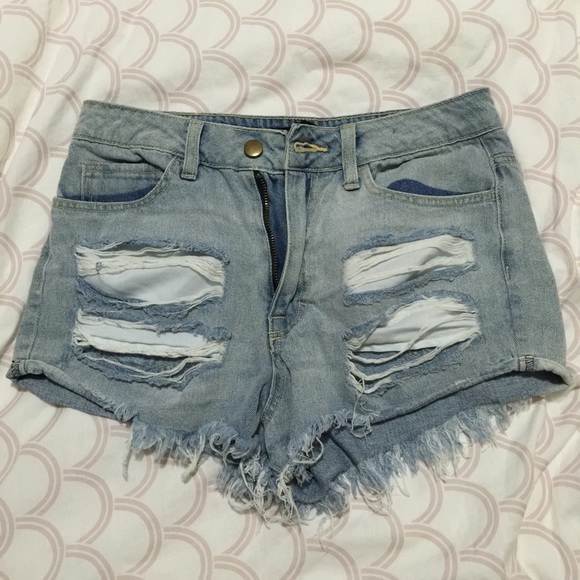 Destroyed denim shorts