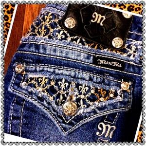 EUC MISS ME Boot Embellished Rhinestone Back 26x32