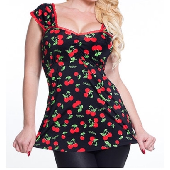 Demi Loon Cherry Babydoll Tunic 2X