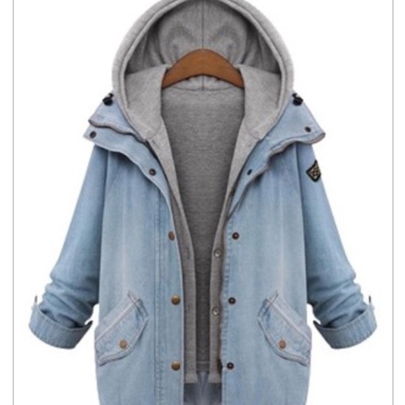 Hooded Boyfriend two piece Jean jacket