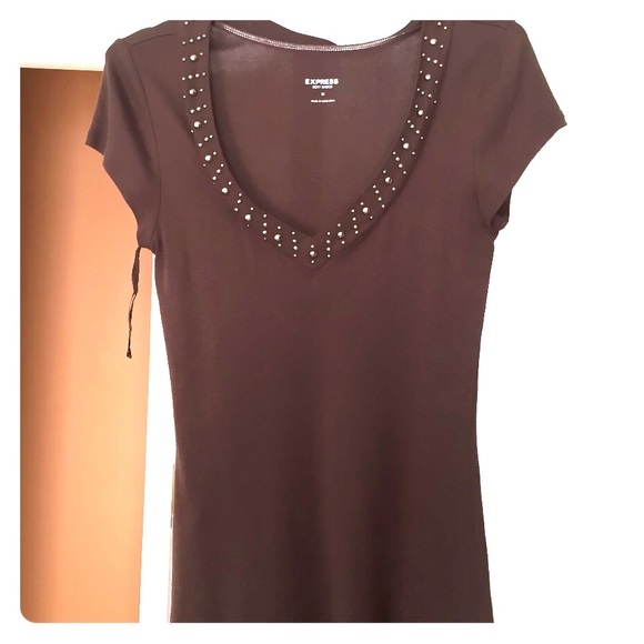 Express Chocolate Brown sexy basics V neck top