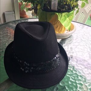 Black sequin fedora