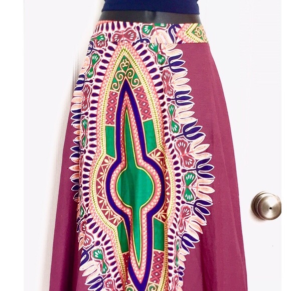 📍SOLD📍Dashiki Wrap Maxi Skirt - Picture 2 of 3