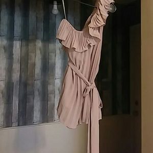 tan ruffle top one strap