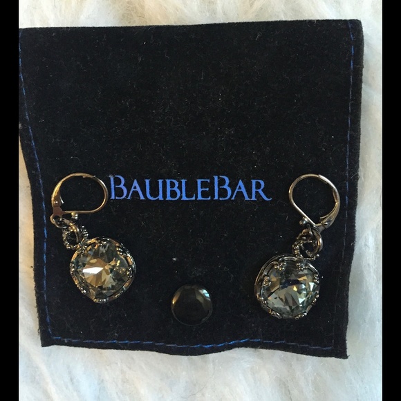 Baublebar silver stone drop earrings w/ pouch new