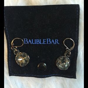 Baublebar silver stone drop earrings w/ pouch new