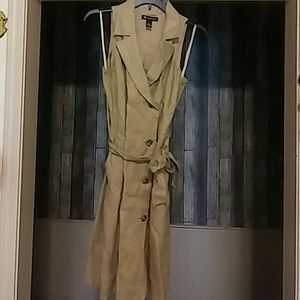 tan button up dress