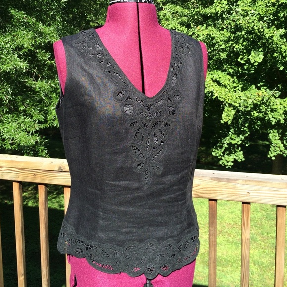 Silkland black linen shell