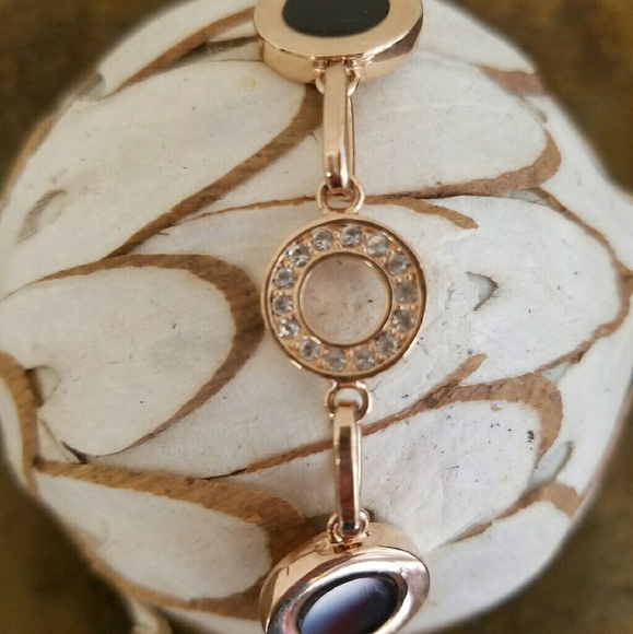 Rose Gold Black and Rhinestone Accents