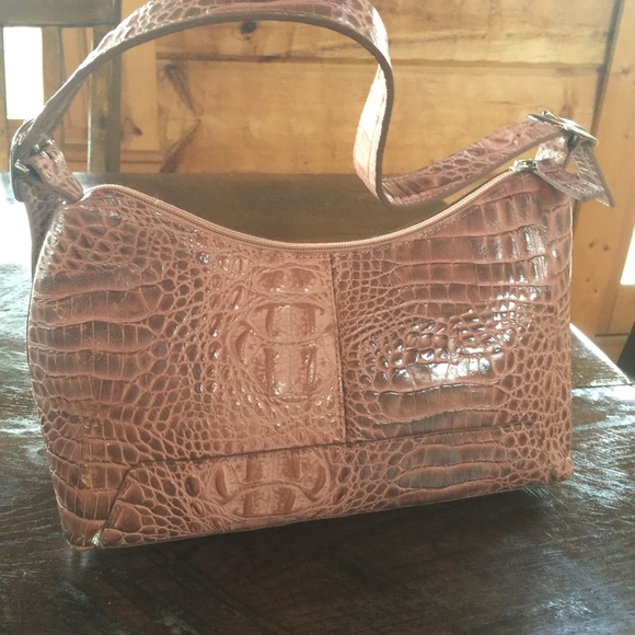 Wilson leather pink alligator skin hobo bag