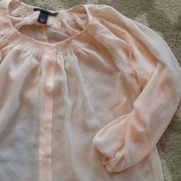 Victoria's Secret Tops - Victoria's Secret Sheer Blush Peasant Top