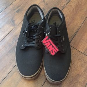 Men's black vans with tan sole