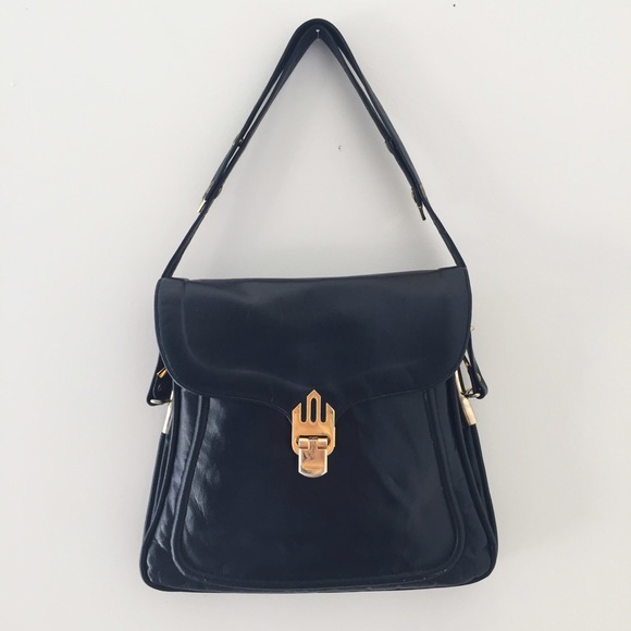 Vintage Handmade 50s Genuine Leather Handbag - Picture 2 of 4