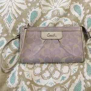 Genuine Coach light purple wristlet wallet
