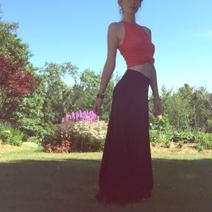 Vintage Black Silk Maxi Skirt