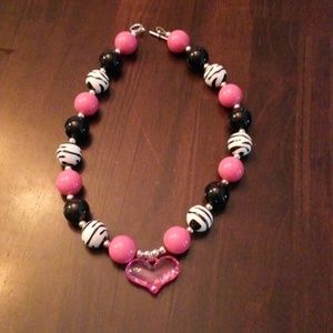 Pink and black chunky bubblegum necklace