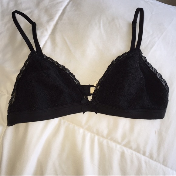 Black lace triangle bralette Aerie