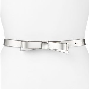 kate spade skinny bow belt in silver